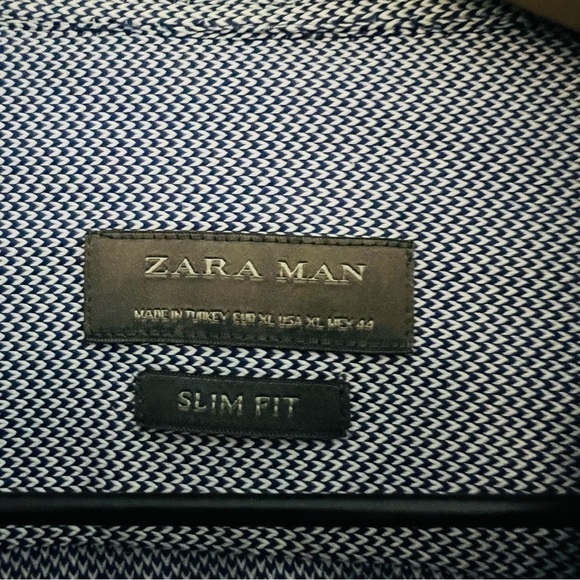 Zara Men's Blue Button Up Slim Fit Dress Shirt Size XL - Picture 5 of 6